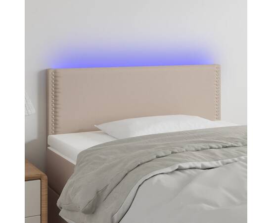 Tăblie de pat cu led, cappuccino, 80x5x78/88cm, piele ecologică