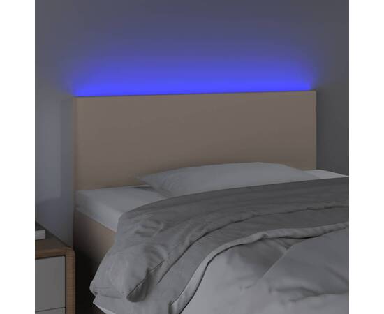 Tăblie de pat cu led, cappuccino, 90x5x78/88cm, piele ecologică, 3 image
