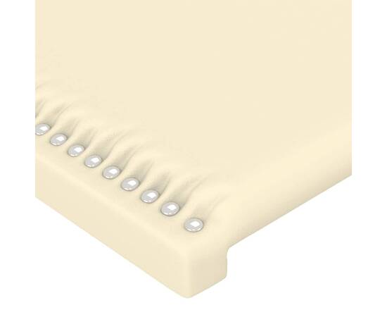 Tăblie de pat cu led, crem, 90x5x118/128 cm, piele ecologică, 5 image