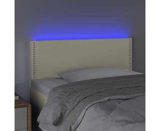 Tăblie de pat cu led, crem, 90x5x78/88 cm, piele ecologică, 3 image