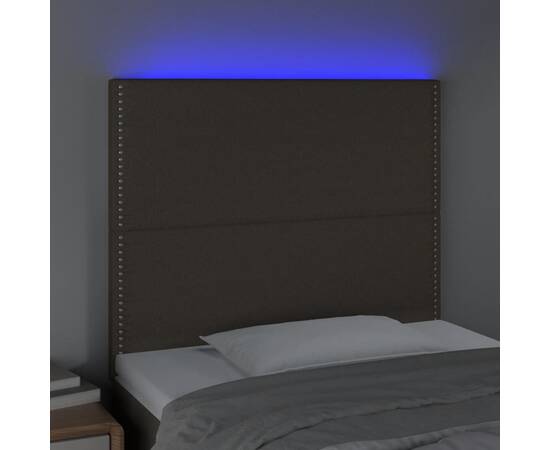 Tăblie de pat cu led, gri taupe, 100x5x118/128 cm, textil, 3 image