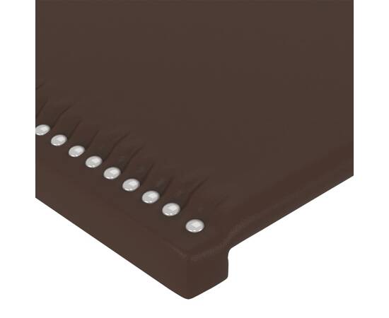 Tăblie de pat cu led, maro, 144x5x78/88 cm, piele ecologică, 5 image