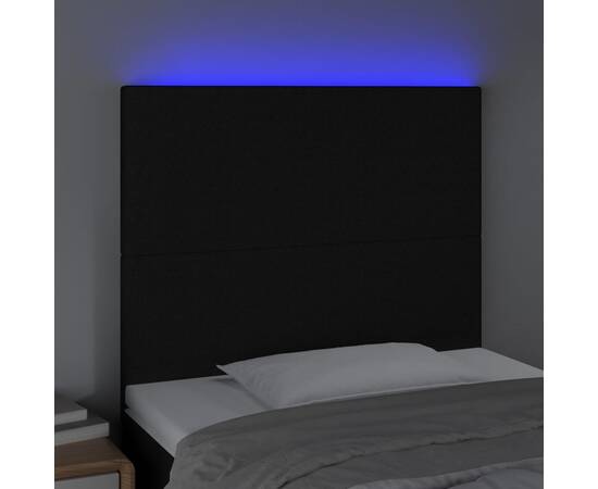 Tăblie de pat cu led, negru, 100x5x118/128 cm, textil, 3 image