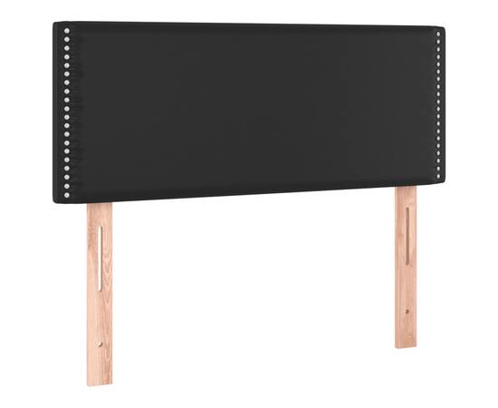 Tăblie de pat cu led, negru, 100x5x78/88 cm, piele ecologică, 4 image