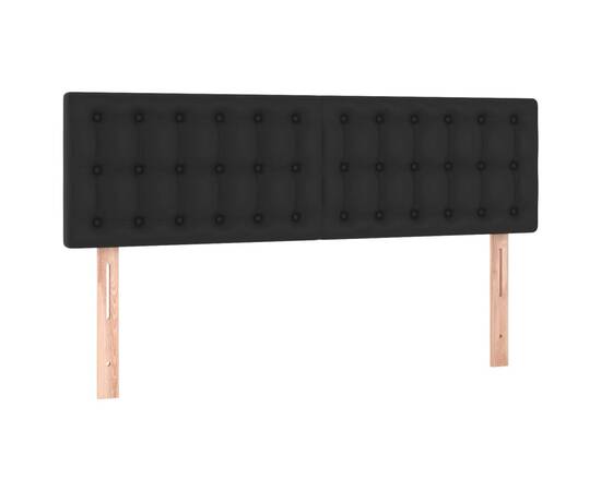 Tăblie de pat cu led, negru, 144x5x78/88 cm, piele ecologică, 4 image