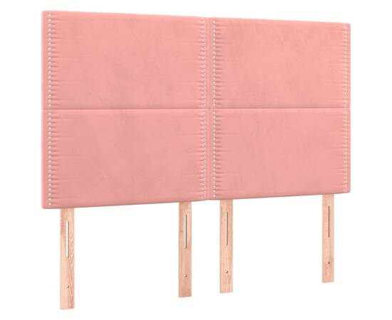 Tăblie de pat cu led, roz, 144x5x118/128 cm, catifea, 4 image