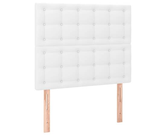 Tăblie de pat cu led, alb, 90x5x118/128 cm, piele ecologică, 4 image