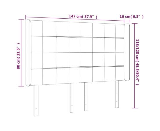 Tăblie de pat cu led, albastru închis, 147x16x118/128cm catifea, 6 image