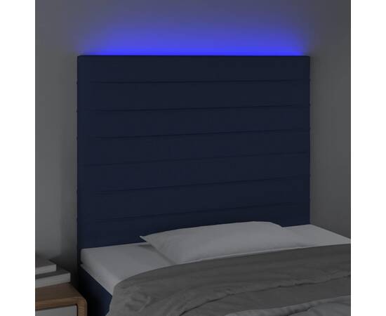 Tăblie de pat cu led, albastru, 100x5x118/128 cm, textil, 3 image