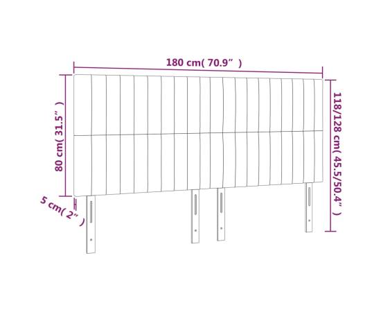 Tăblie de pat cu led, albastru, 180x5x118/128 cm, textil, 6 image