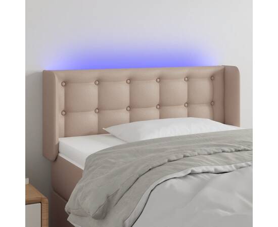 Tăblie de pat cu led, cappuccino 83x16x78/88 cm piele ecologică