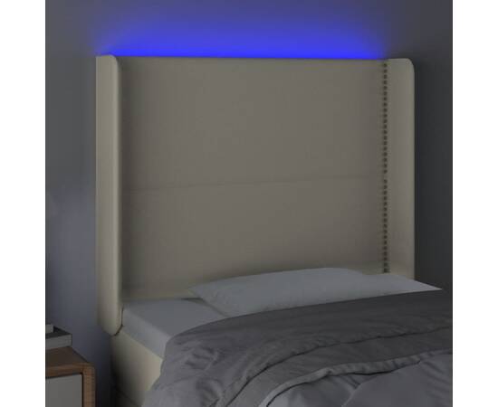 Tăblie de pat cu led, crem, 83x16x118/128 cm, piele ecologică, 4 image