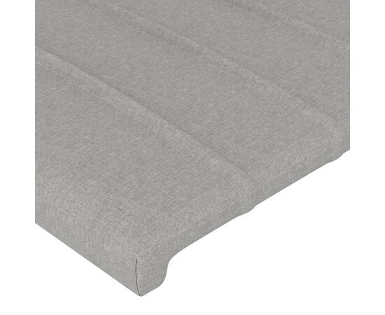 Tăblie de pat cu led, gri deschis, 100x5x118/128 cm, textil, 5 image