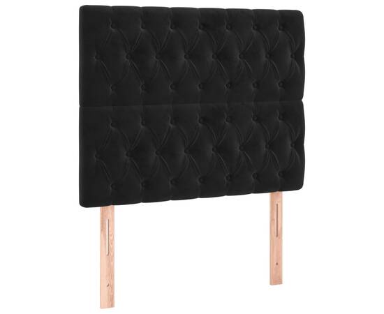 Tăblie de pat cu led, negru, 90x7x118/128 cm, catifea, 4 image