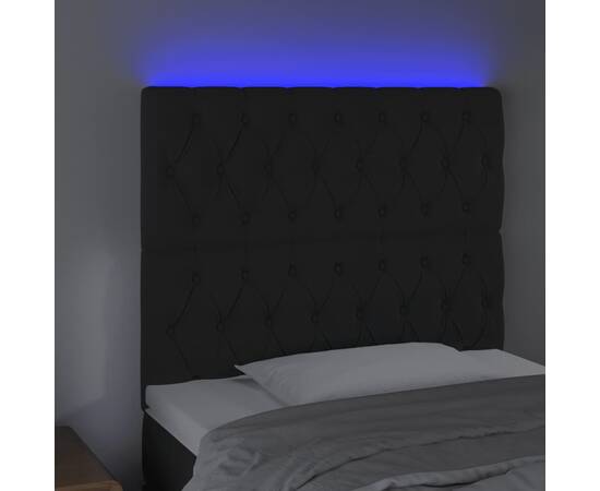 Tăblie de pat cu led, negru, 90x7x118/128 cm, catifea, 3 image