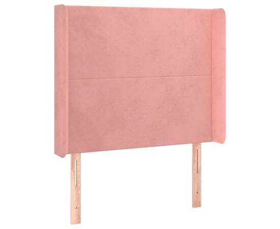 Tăblie de pat cu led, roz, 103x16x118/128 cm, catifea, 3 image