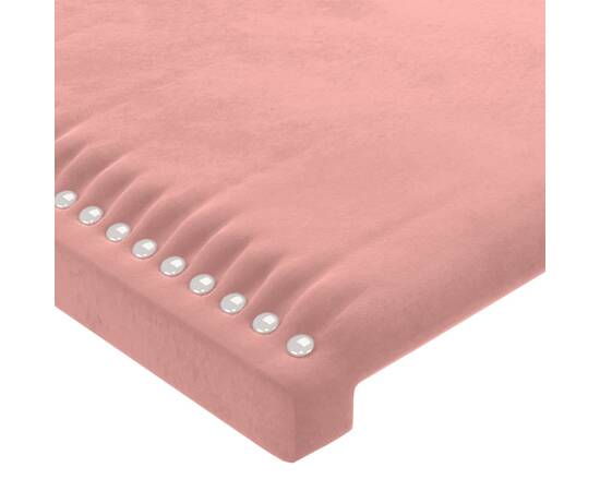 Tăblie de pat cu led, roz, 147x16x118/128 cm, catifea, 5 image