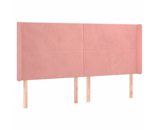 Tăblie de pat cu led, roz, 203x16x118/128 cm, catifea, 3 image