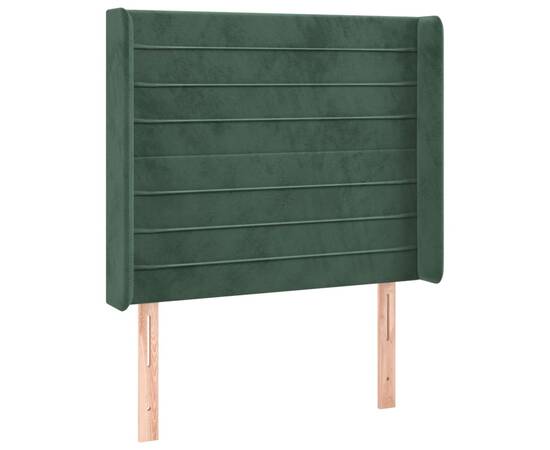 Tăblie de pat cu led, verde închis, 103x16x118/128 cm, catifea, 3 image