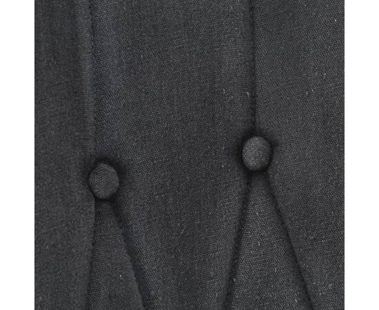 Scaun cu spătar și taburet, negru vintage, pânză, 7 image