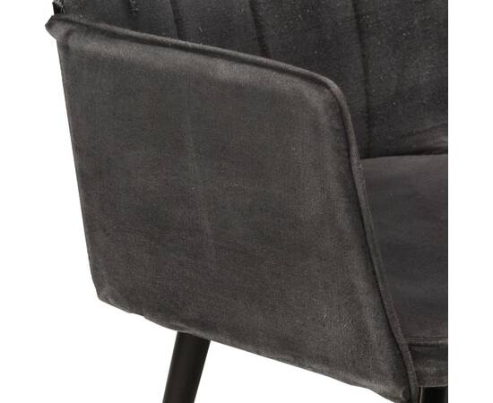 Scaun cu spătar și taburet, negru vintage, pânză, 6 image