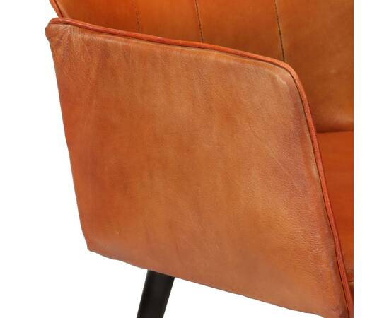 Scaun cu spătar înalt, cu taburet, cafeniu, piele naturală, 6 image