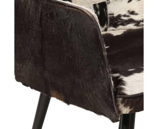 Scaun cu spătar înalt, cu taburet, negru, piele naturală, 6 image