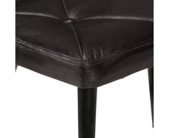 Scaun cu spătar înalt, cu taburet, negru, piele naturală, 5 image