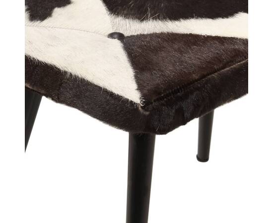Scaun cu spătar înalt, cu taburet, negru, piele naturală, 5 image