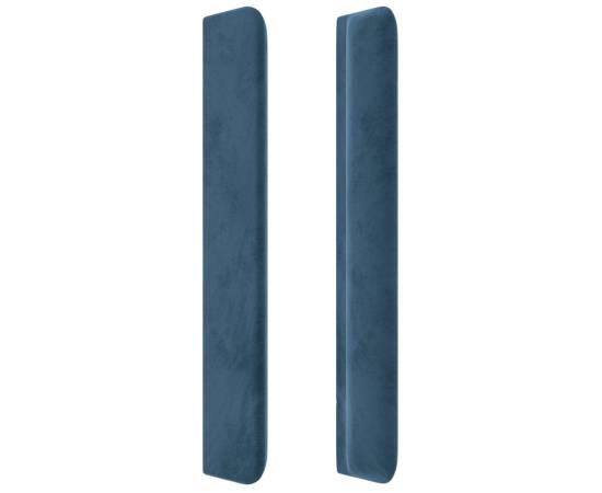 Tăblie de pat cu led, albastru închis, 203x16x118/128cm catifea, 5 image