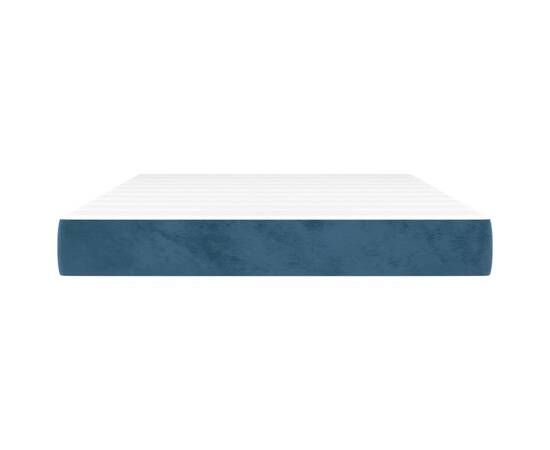 Saltea de pat cu arcuri, albastru închis, 140x190x20 cm catifea, 3 image