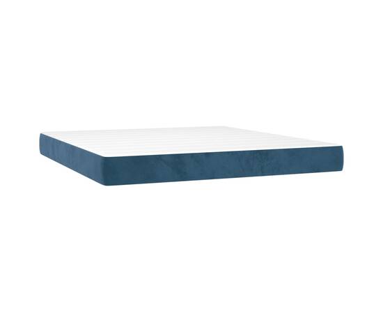 Saltea de pat cu arcuri, albastru închis, 160x200x20cm, catifea, 2 image