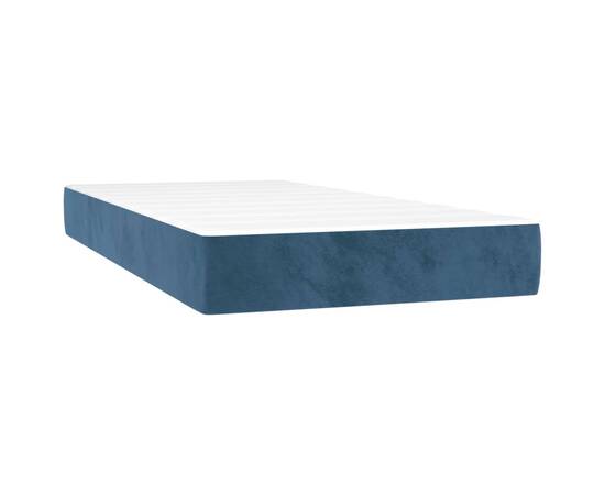 Saltea de pat cu arcuri, albastru închis, 90x200x20 cm, catifea, 2 image