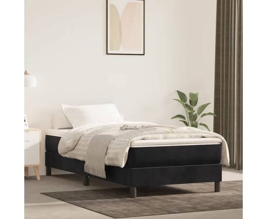 Saltea de pat cu arcuri, negru, 100x200x20 cm, catifea