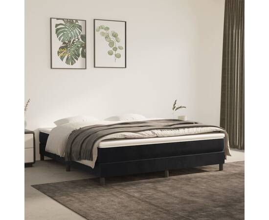 Saltea de pat cu arcuri, negru, 160x200x20 cm, catifea