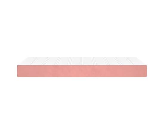 Saltea de pat cu arcuri, roz, 100x200x20 cm, catifea, 4 image