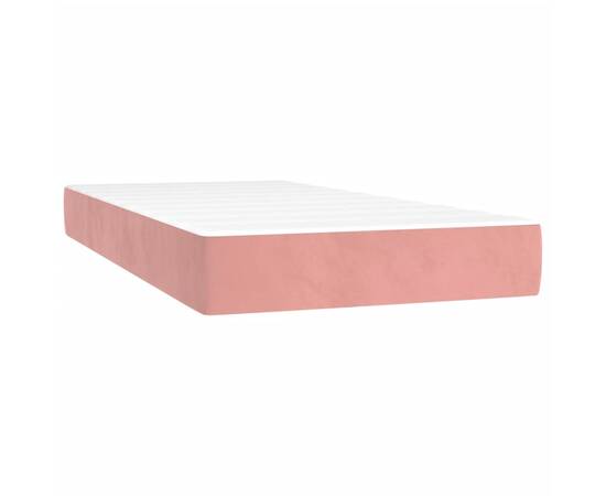 Saltea de pat cu arcuri, roz, 100x200x20 cm, catifea, 2 image