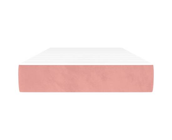 Saltea de pat cu arcuri, roz, 100x200x20 cm, catifea, 3 image