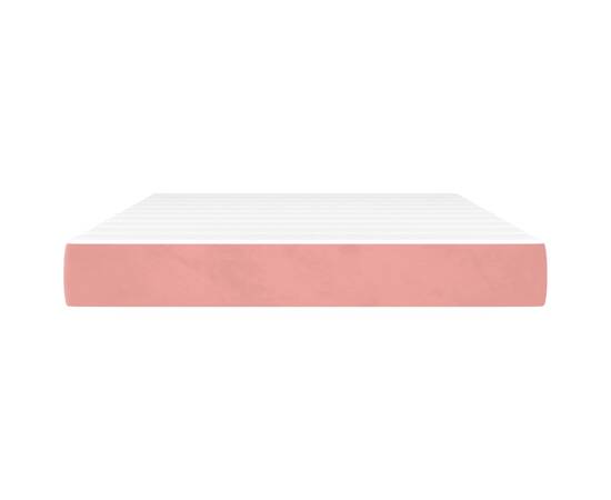 Saltea de pat cu arcuri, roz, 140x190x20 cm, catifea, 3 image