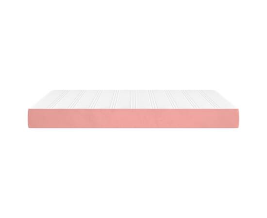 Saltea de pat cu arcuri, roz, 140x200x20 cm, catifea, 4 image