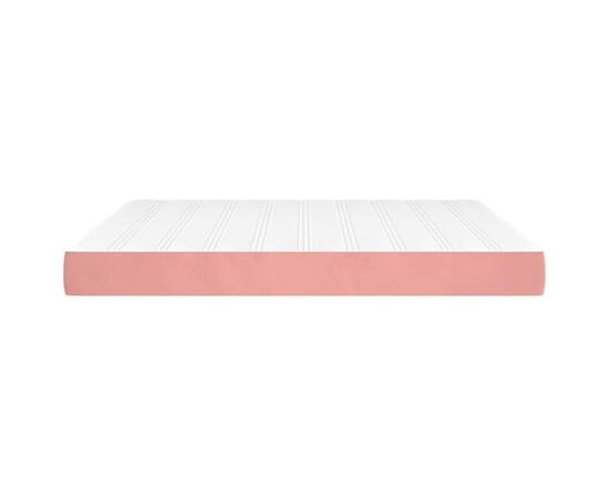 Saltea de pat cu arcuri, roz, 160x200x20 cm, catifea, 4 image