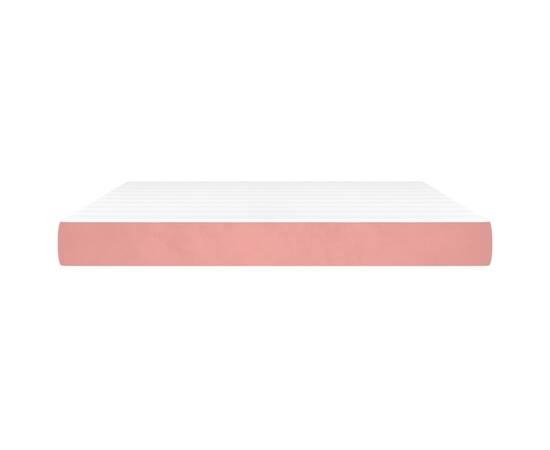 Saltea de pat cu arcuri, roz, 160x200x20 cm, catifea, 3 image