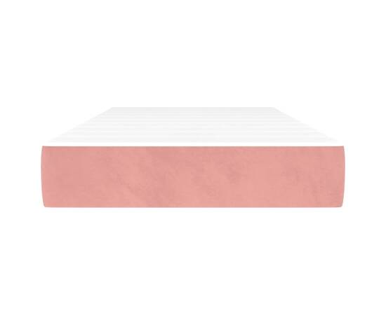 Saltea de pat cu arcuri, roz, 90x190x20 cm, catifea, 3 image