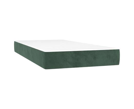 Saltea de pat cu arcuri, verde închis, 100x200x20 cm, catifea, 2 image