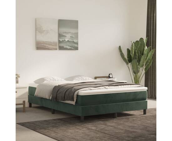 Saltea de pat cu arcuri, verde închis, 140x200x20 cm, catifea
