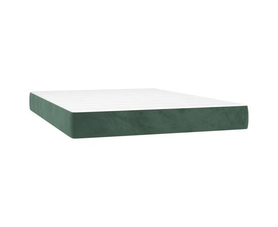 Saltea de pat cu arcuri, verde închis, 140x200x20 cm, catifea, 2 image