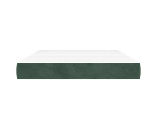 Saltea de pat cu arcuri, verde închis, 140x200x20 cm, catifea, 3 image