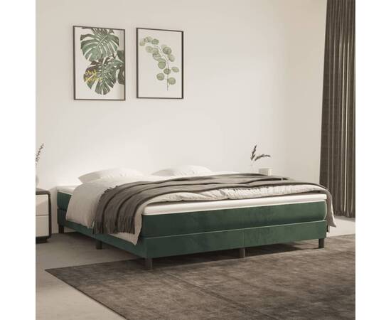 Saltea de pat cu arcuri, verde închis, 160x200x20 cm, catifea