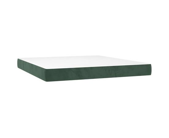 Saltea de pat cu arcuri, verde închis, 160x200x20 cm, catifea, 2 image