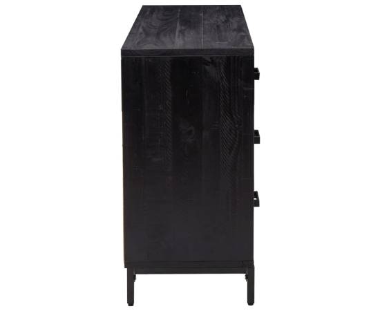 Servantă, negru, 110x35x70 cm, lemn masiv de pin reciclat, 5 image